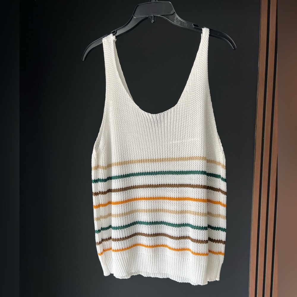 Shein Curve White Knit Sweater Tank
